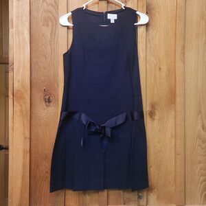 The Children’s Place Uniform Sleeveless Knee Length Bow Dress Size 16 Navy Blue